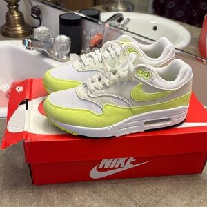 Nike Air Max White and Neon Green Shoes